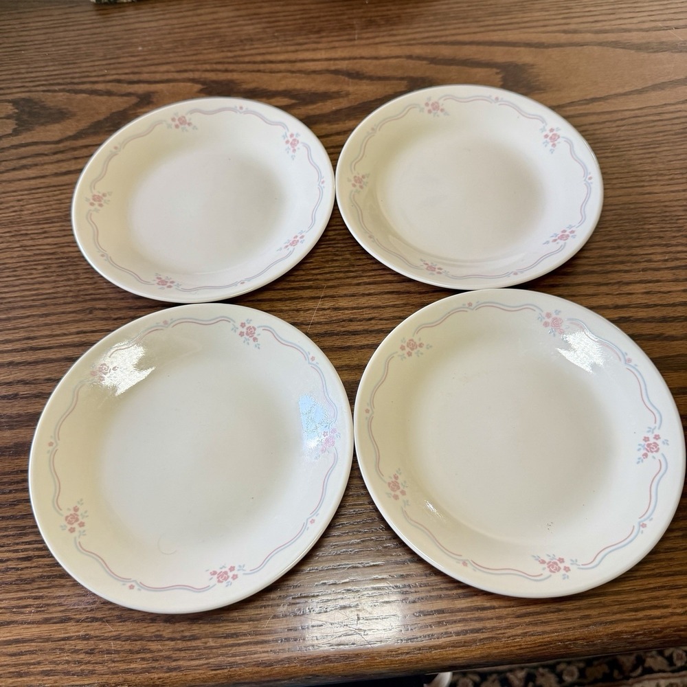 Vtg Corelle English‎ Breakfast 6 3/4" Bread and Butter Salad Dessert Plates (4)